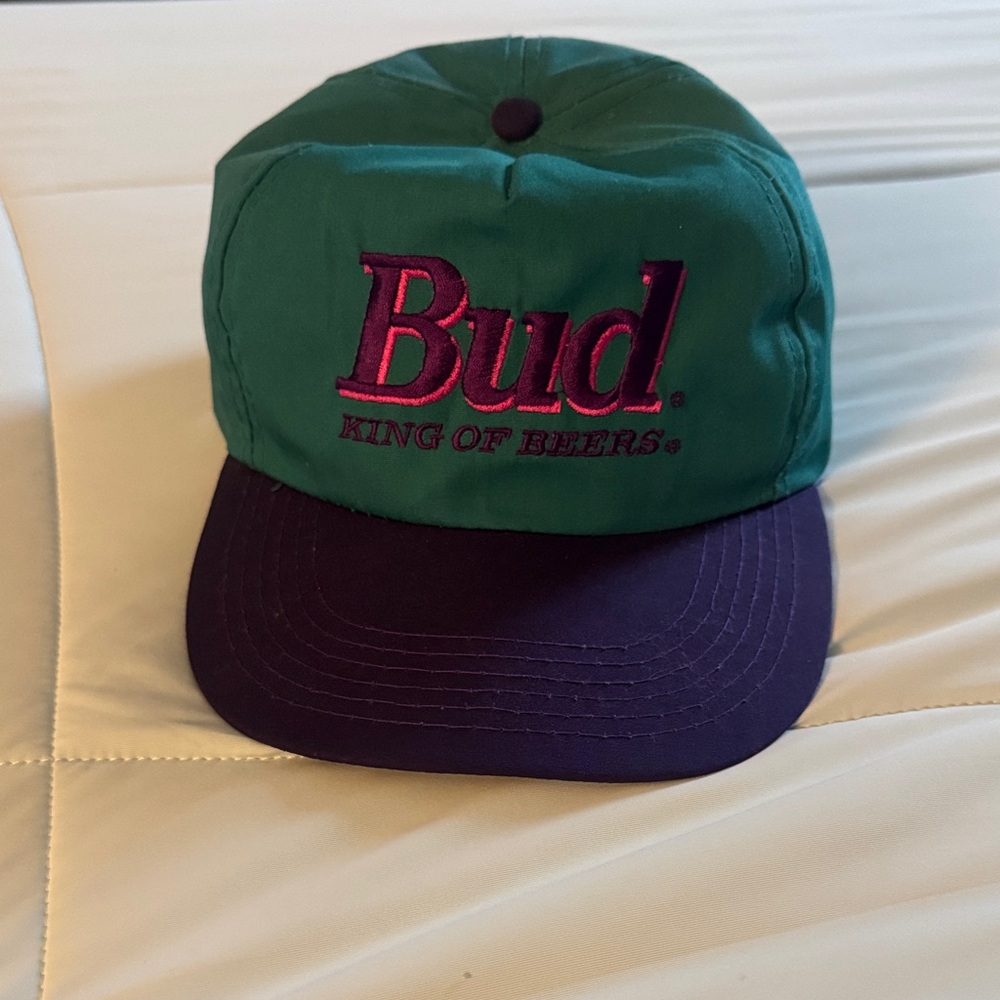 Bud King of Beers Vintage Teal and Purple Cap